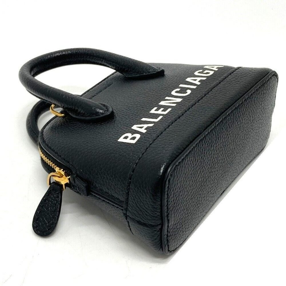 Authentic BALENCIAGA 639756 logo Villetop 2WAY Hand Bag Shoulder Bag Black - Picture 4 of 12